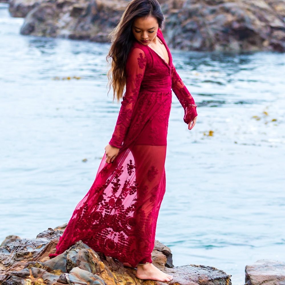 Red Long Romper Dress
